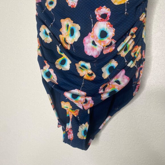 Seafolly Halter One Piece Swimsuit Womens Size 10 (US 6 )Floral Print Ruched Re - Picture 5 of 12